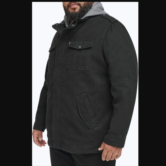 NWT Levi's Men's Washed Cotton Military Jacket with Removable Hood, 4XL - Picture 7 of 13